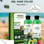 Vakola Fruitberries Natural Black Long Lasting Natural Fruit Vinegar Professional Gel hair Color for Both Men & Women (100ml x 2(Black Gel Hair Color & Developer))